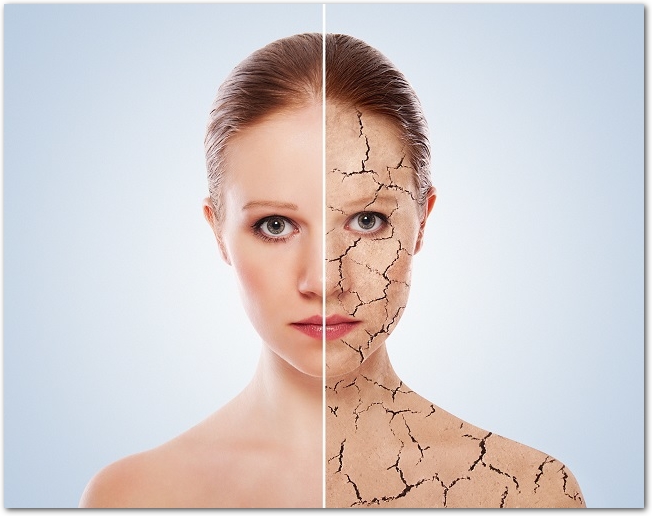concept of cosmetic effects, treatment and skin care.  face of y